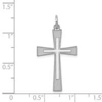 Sterling Silver Rhodium-plated Laser Cut Cross Pendant