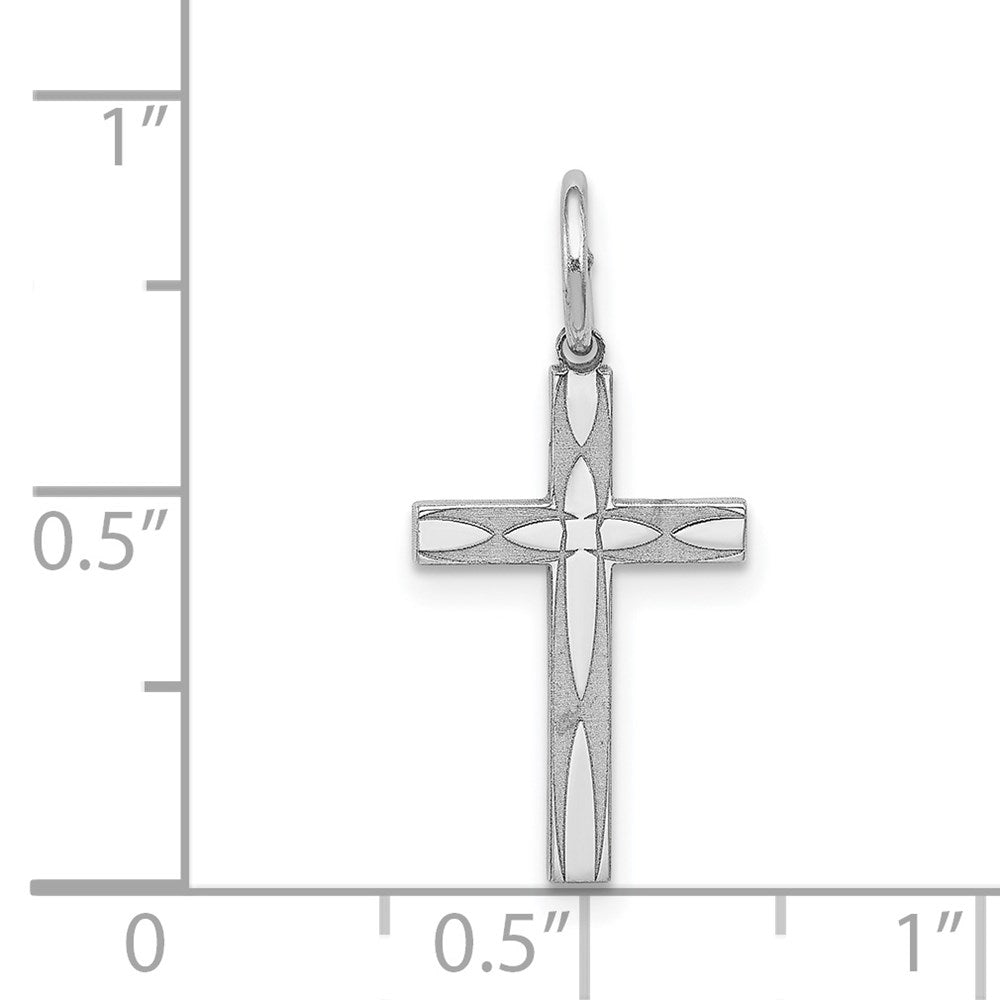 Sterling Silver Rhodium-plated Laser Cut Cross Charm