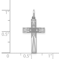 Sterling Silver Rhodium-plated Laser Cut Cross Pendant