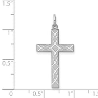 Sterling Silver Rhodium-plated Laser Cut Cross Pendant