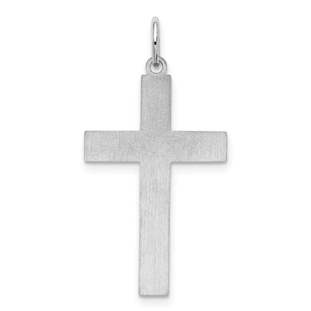 Sterling Silver Rhodium-plated Laser Cut Cross Pendant