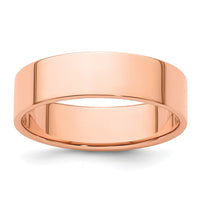 14k Rose Gold 6mm LTW Flat Band Size 11.5