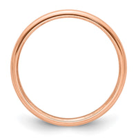 14k Rose Gold 2mm Half Round Band Size 8.5