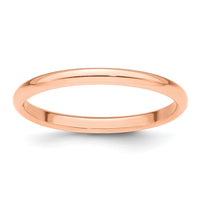 14k Rose Gold 2mm Half Round Band Size 11.5