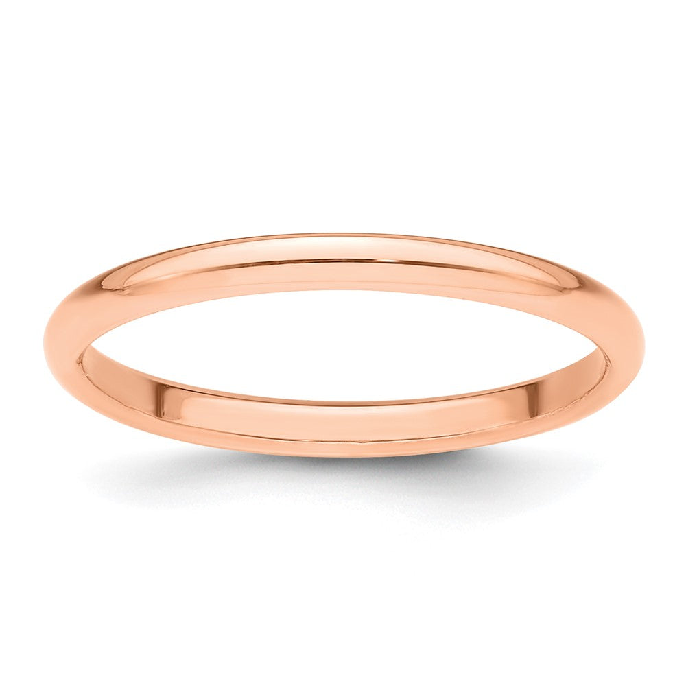 14k Rose Gold 2mm Half Round Band Size 12
