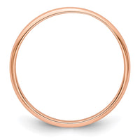 14k Rose Gold 2mm LTW Half Round Band Size 4.5