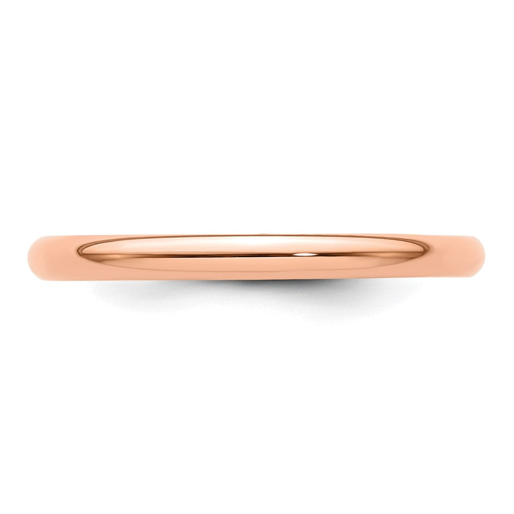 14k Rose Gold 2mm LTW Half Round Band Size 10