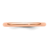 14k Rose Gold 2mm LTW Half Round Band Size 7.5