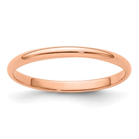 14k Rose Gold 2mm LTW Half Round Band Size 10.5