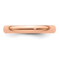 14k Rose Gold 3mm LTW Half Round Band Size 14