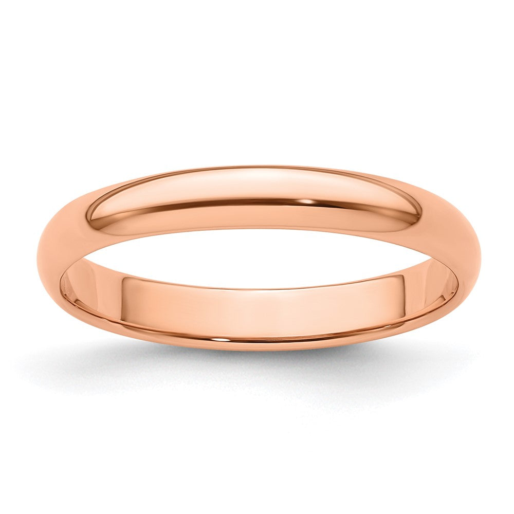 14k Rose Gold 3mm LTW Half Round Band Size 12.5
