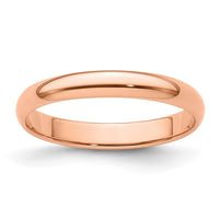 14k Rose Gold 3mm LTW Half Round Band Size 12