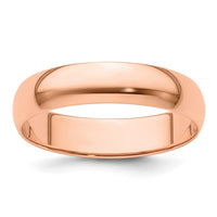 14k Rose Gold 5mm LTW Half Round Band Size 7.5