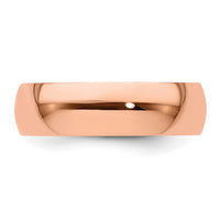 14k Rose Gold 6mm LTW Half Round Band Size 11.5
