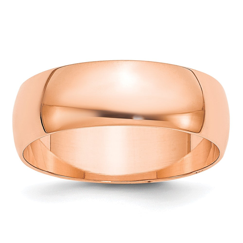 14k Rose Gold 6mm LTW Half Round Band Size 8