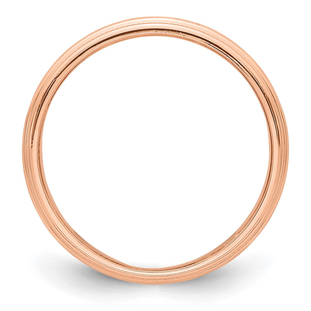 14k Rose Gold 3mm Milgrain Half-Round Band Size 10.5