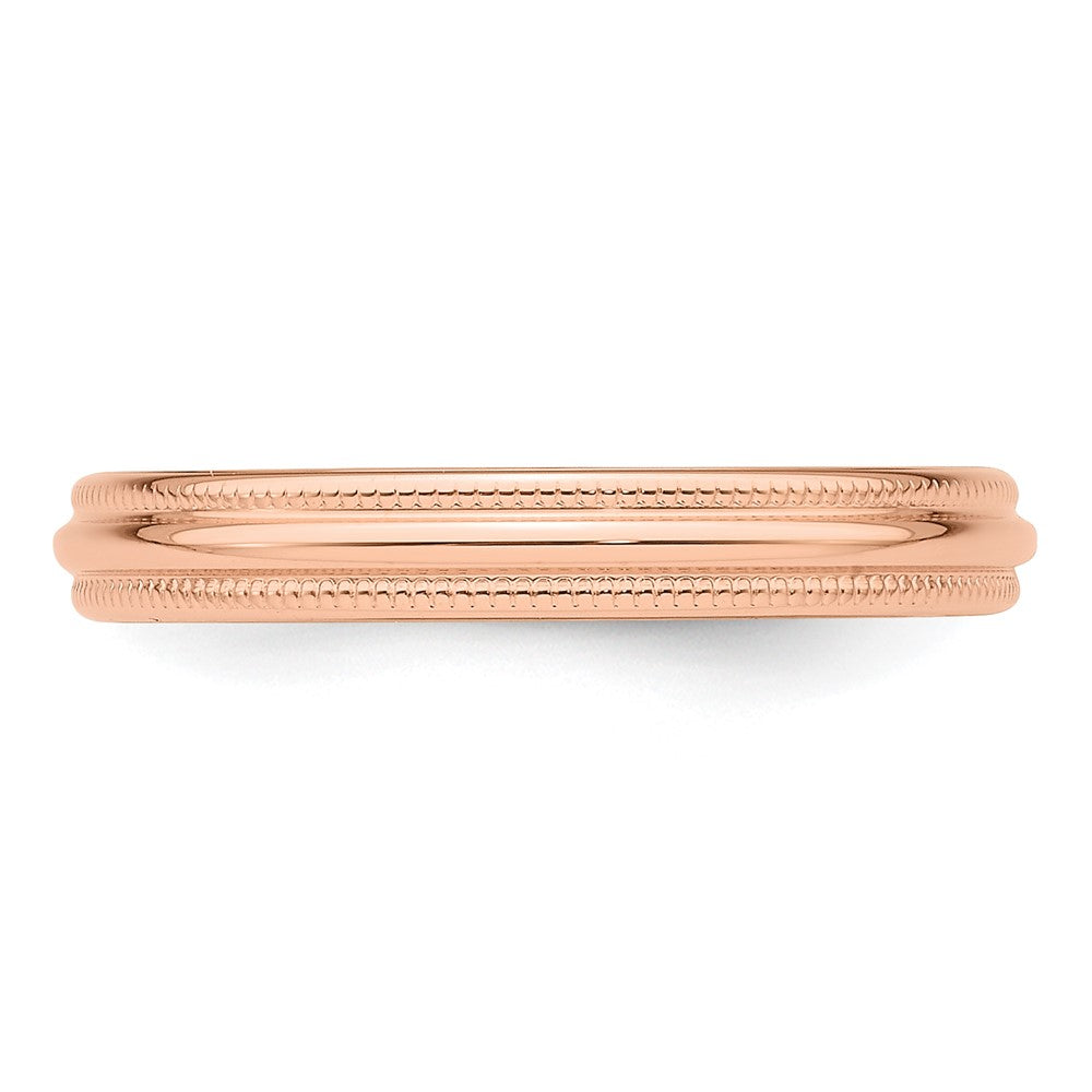 14k Rose Gold 3mm Milgrain Half-Round Band Size 9