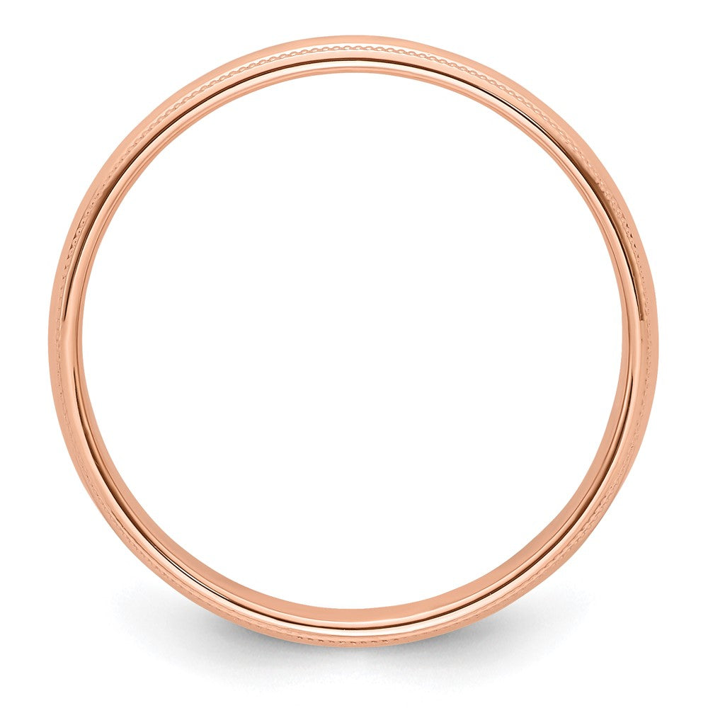 14k Rose Gold 4mm Milgrain Half-Round Band Size 8.5