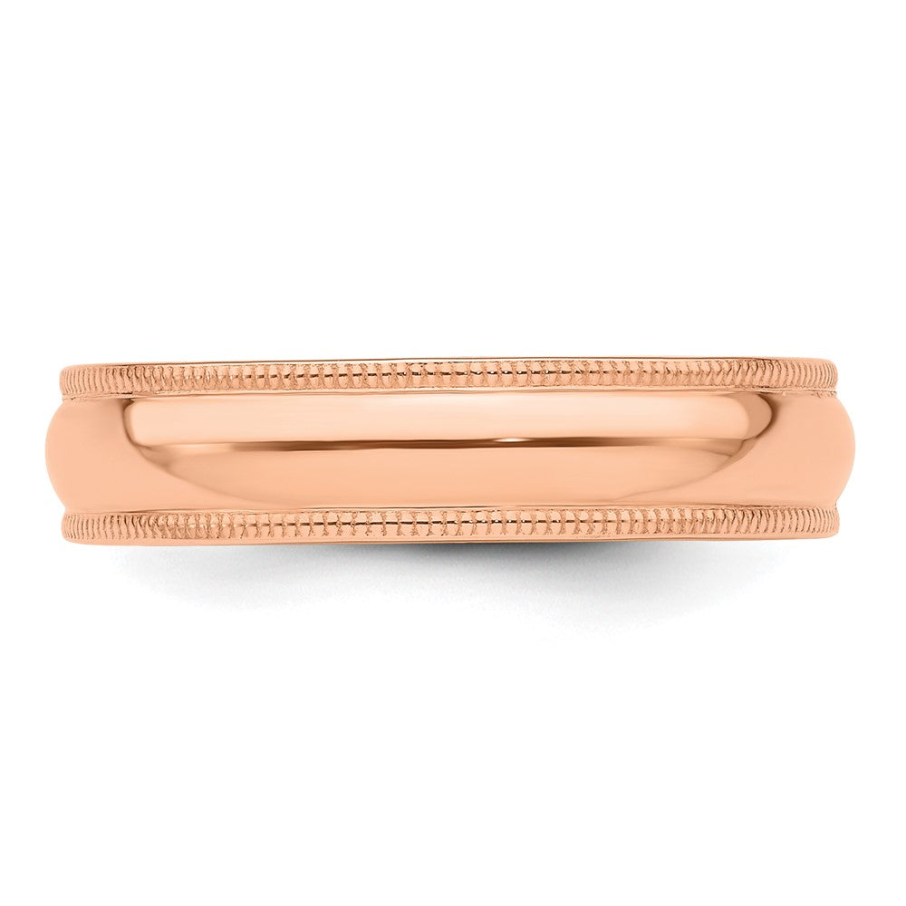14k Rose Gold 5mm Milgrain Half-Round Band Size 4.5
