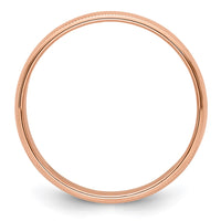 14k Rose Gold 6mm Milgrain Half Round Band Size 12.5