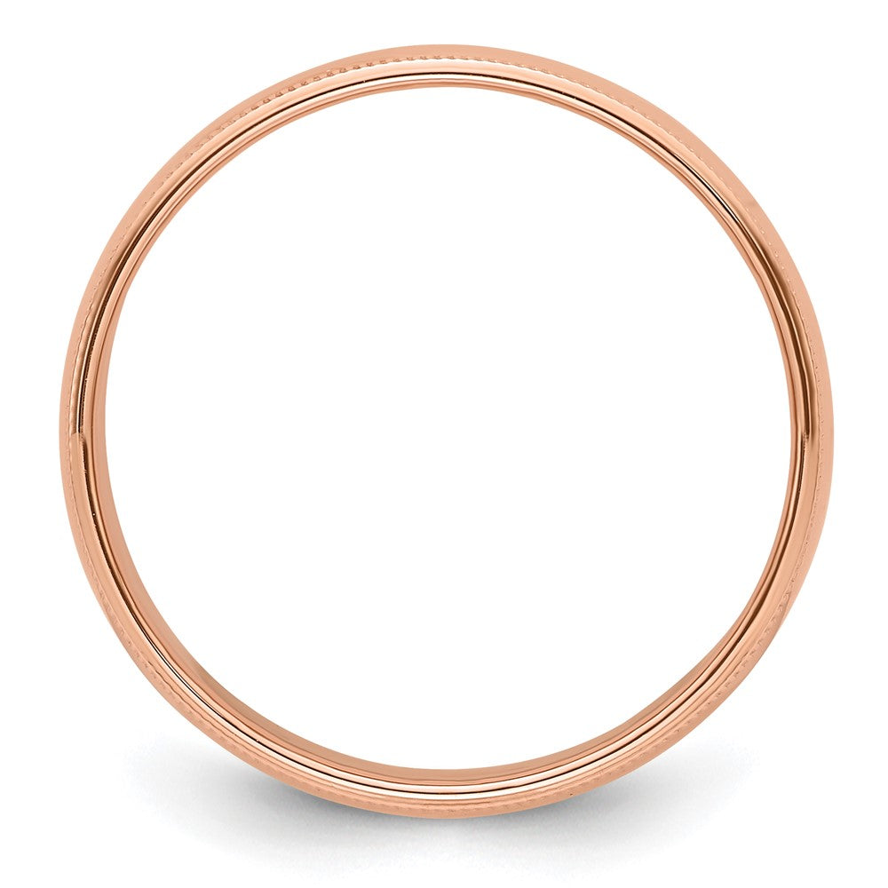 14k Rose Gold 6mm Milgrain Half-Round Band Size 6