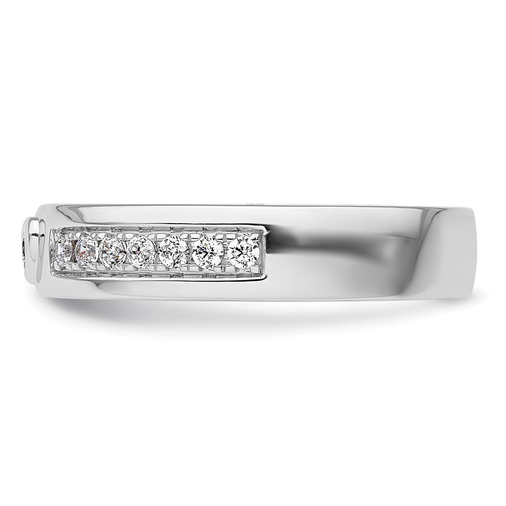 14k White Gold 1/3 ct Lab Grown Diamond VS/SI+ G+ Men's Heart Band