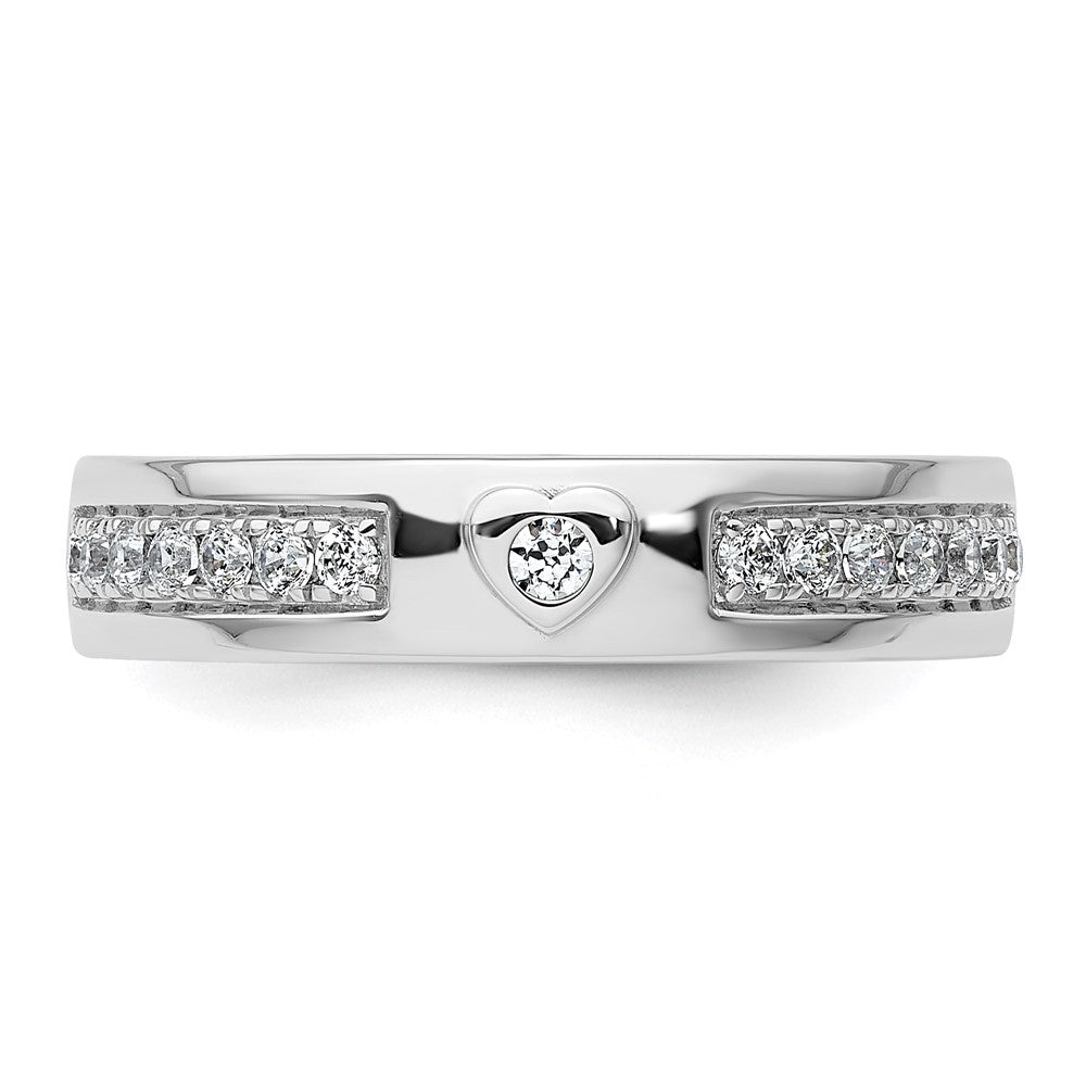 14k White Gold 1/3 ct Lab Grown Diamond VS/SI+ G+ Men's Heart Band