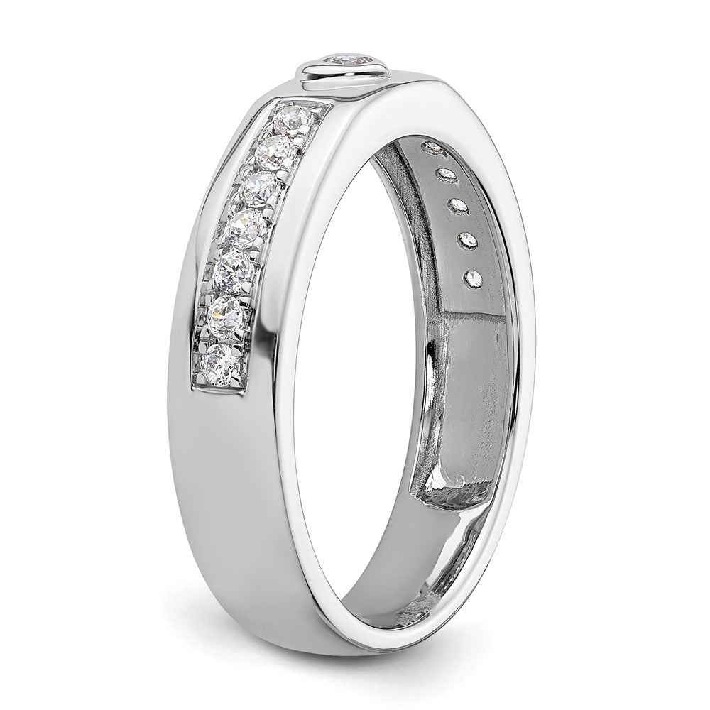 14k White Gold 1/3 ct Lab Grown Diamond VS/SI+ G+ Men's Heart Band