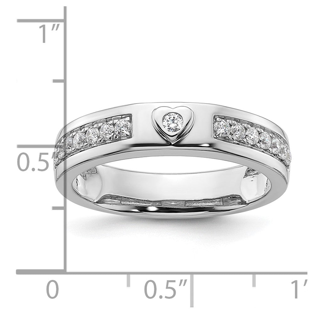 14k White Gold 1/3 ct Lab Grown Diamond VS/SI+ G+ Men's Heart Band