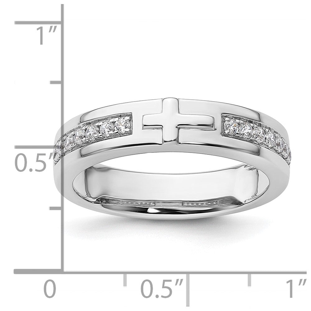 14k White Gold 1/4 ct Lab Grown Diamond VS/SI+ G+ Men's Cross Band