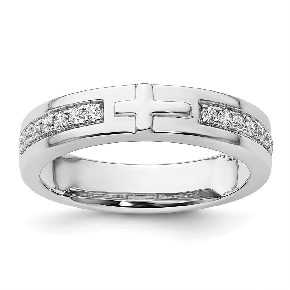14k White Gold 1/4 ct Lab Grown Diamond VS/SI+ G+ Men's Cross Band