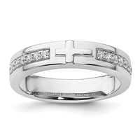 14k White Gold 1/4 ct Lab Grown Diamond VS/SI+ G+ Men's Cross Band