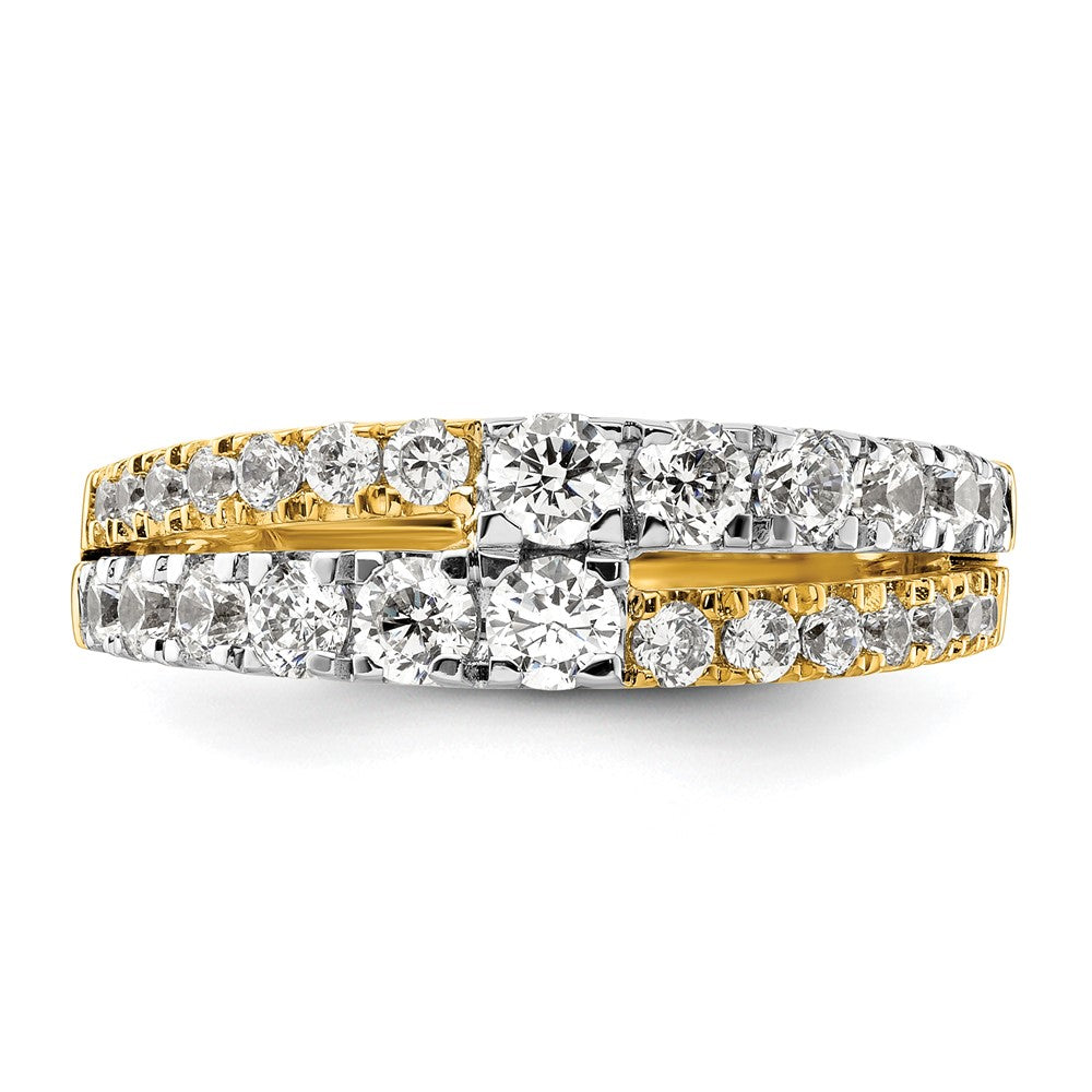 14k Two-tone 1 1/4 ct Lab Grown Dia VS/SI+ G+ Complete Double Row Band