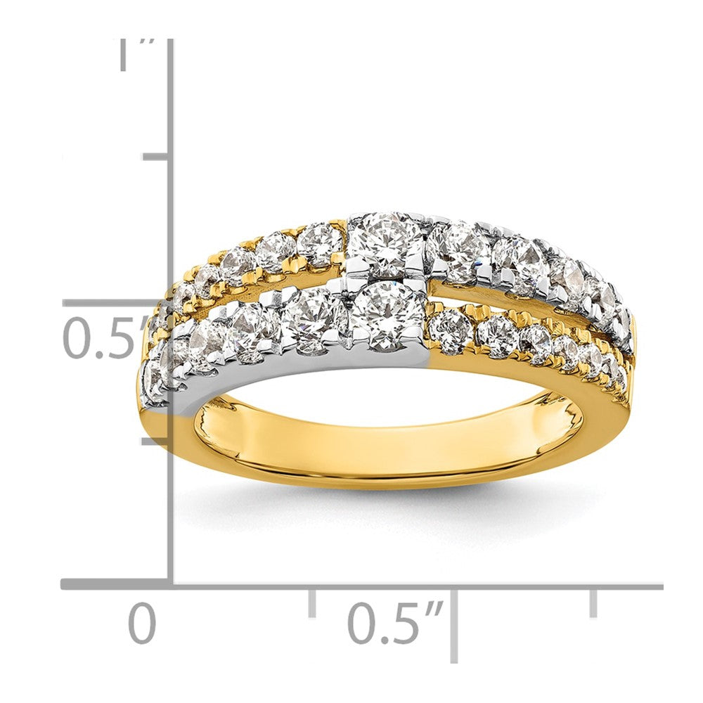 14k Two-tone 1 1/4 ct Lab Grown Dia VS/SI+ G+ Complete Double Row Band