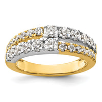 14k Two-tone 1 1/4 ct Lab Grown Dia VS/SI+ G+ Complete Double Row Band