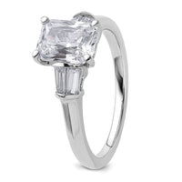 14k 3/8ct Lab Grown Diamond VS+ F+ 1 1/2ct Center Semi 3 Stone Eng Ring
