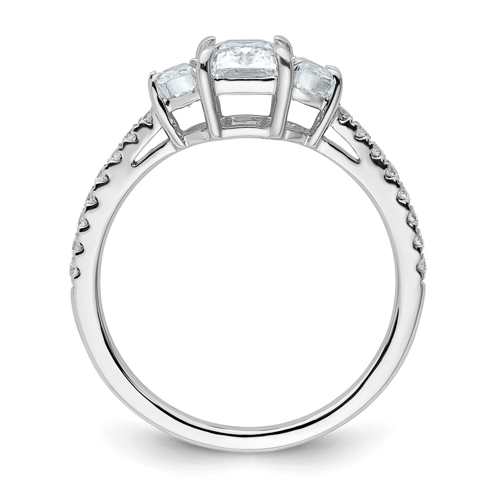 14kw 3/4ct Lab Grown Dia VS+ F+Half Moon 1ct Radiant Semi 3 Stone Eng Ring
