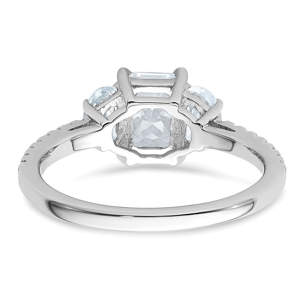 14kw 1 5/8ct Cert Lab Grown Diamond VS+ F+ Radiant Comp 3 Stone Eng Ring