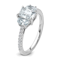 14kw 1 5/8ct Cert Lab Grown Diamond VS+ F+ Radiant Comp 3 Stone Eng Ring