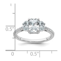 14kw 3/4ct Lab Grown Dia VS+ F+Half Moon 1ct Radiant Semi 3 Stone Eng Ring