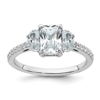 14kw 1 5/8ct Cert Lab Grown Diamond VS+ F+ Radiant Comp 3 Stone Eng Ring