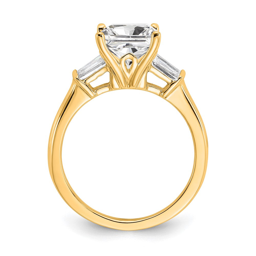 14k 2ct Cert Lab Grown Diamond VS+ F+ Princess Complete 3 Stone Eng Ring