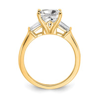 14k 2ct Cert Lab Grown Diamond VS+ F+ Princess Complete 3 Stone Eng Ring