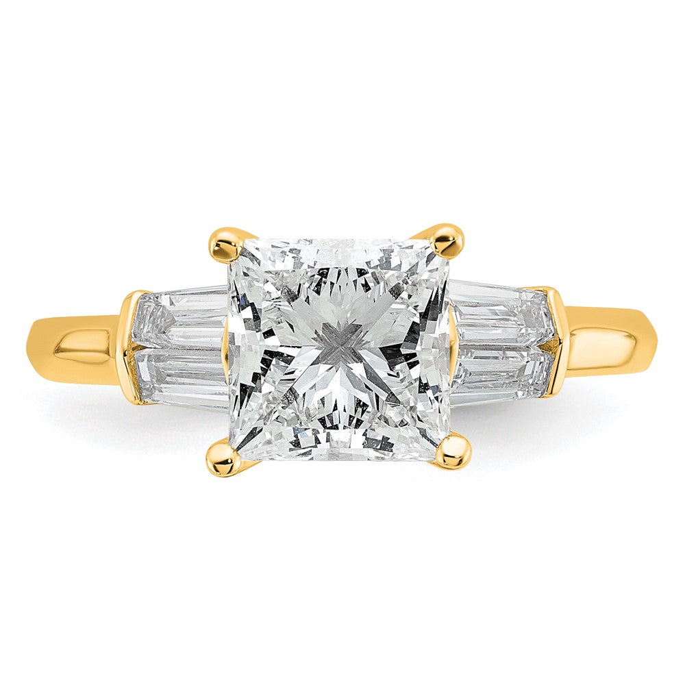 14k 2ct Cert Lab Grown Diamond VS+ F+ Princess Complete 3 Stone Eng Ring