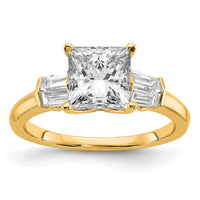 14k 2ct Cert Lab Grown Diamond VS+ F+ Princess Complete 3 Stone Eng Ring