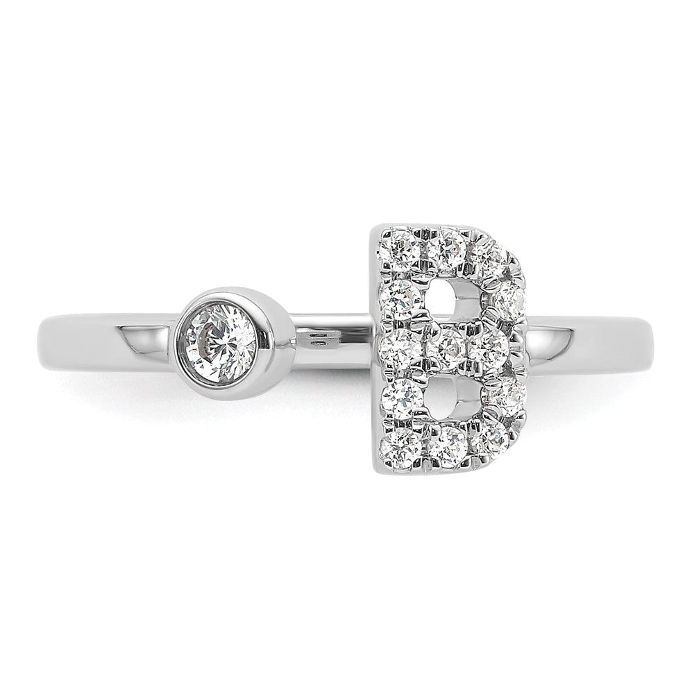 14kw 1/5 ct Lab Grown Dia VS/SI+ G+ Comp Initial B Adjustable Ring