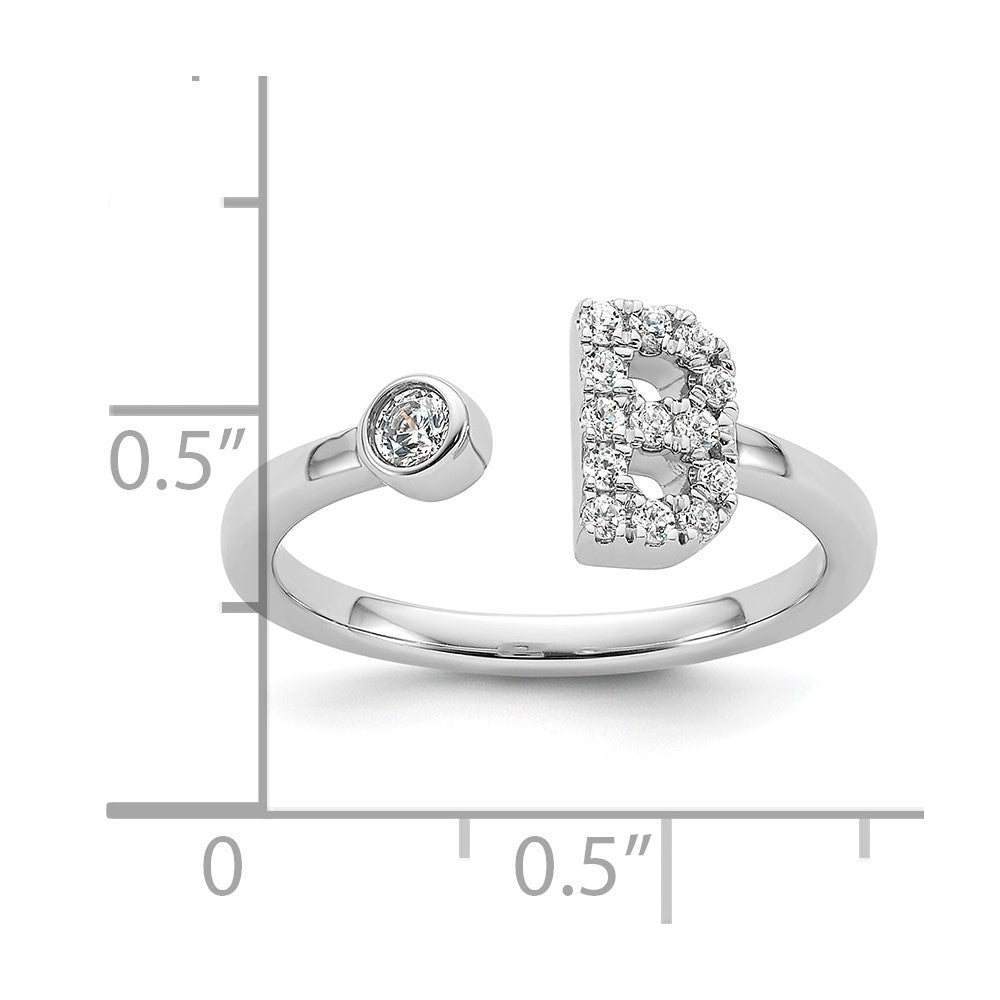 14kw 1/5 ct Lab Grown Dia VS/SI+ G+ Comp Initial B Adjustable Ring