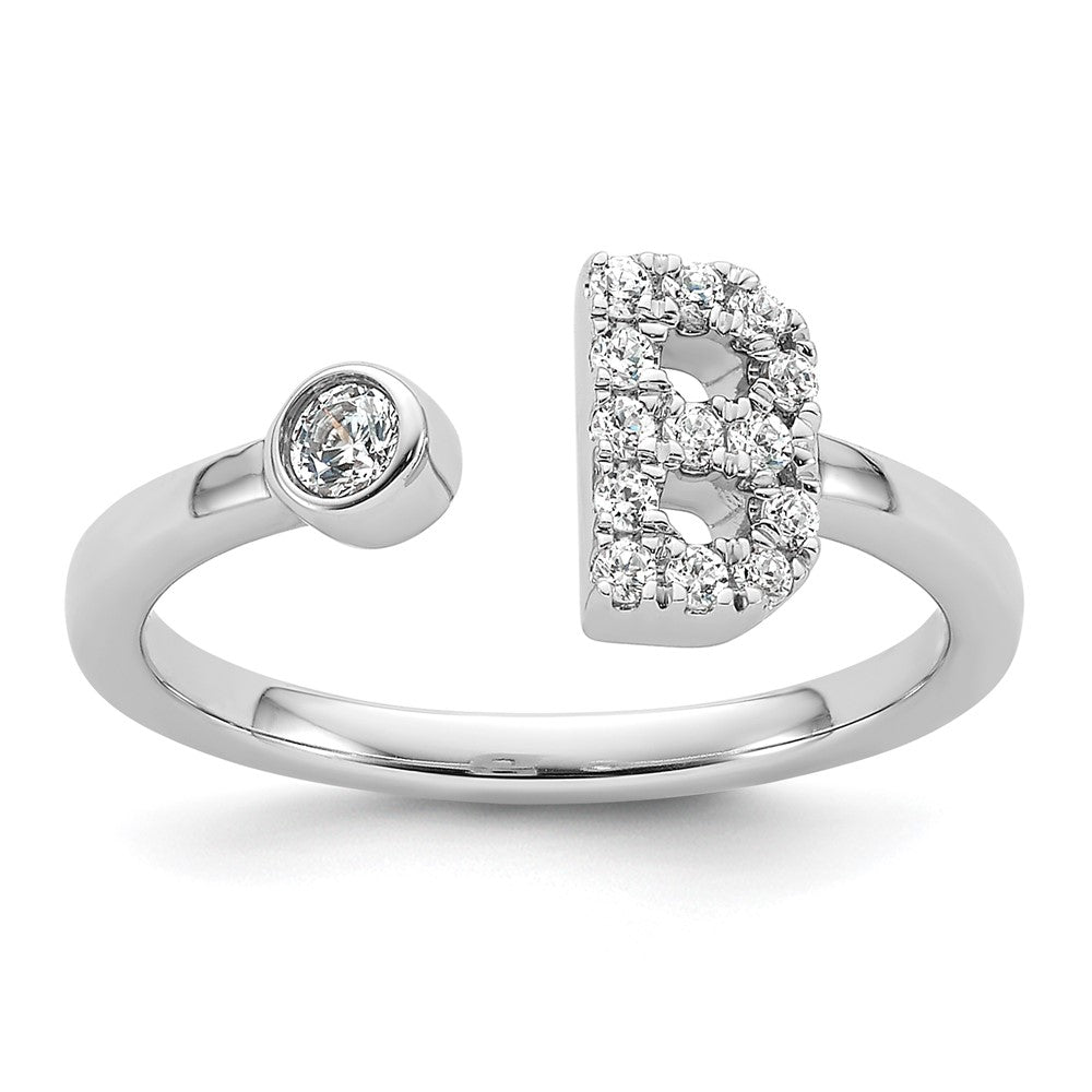 14kw 1/5 ct Lab Grown Dia VS/SI+ G+ Comp Initial B Adjustable Ring