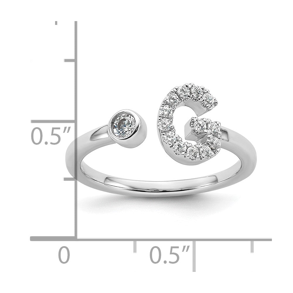 14kw 1/5 ct Lab Grown Dia VS/SI+ G+ Comp Initial G Adjustable Ring