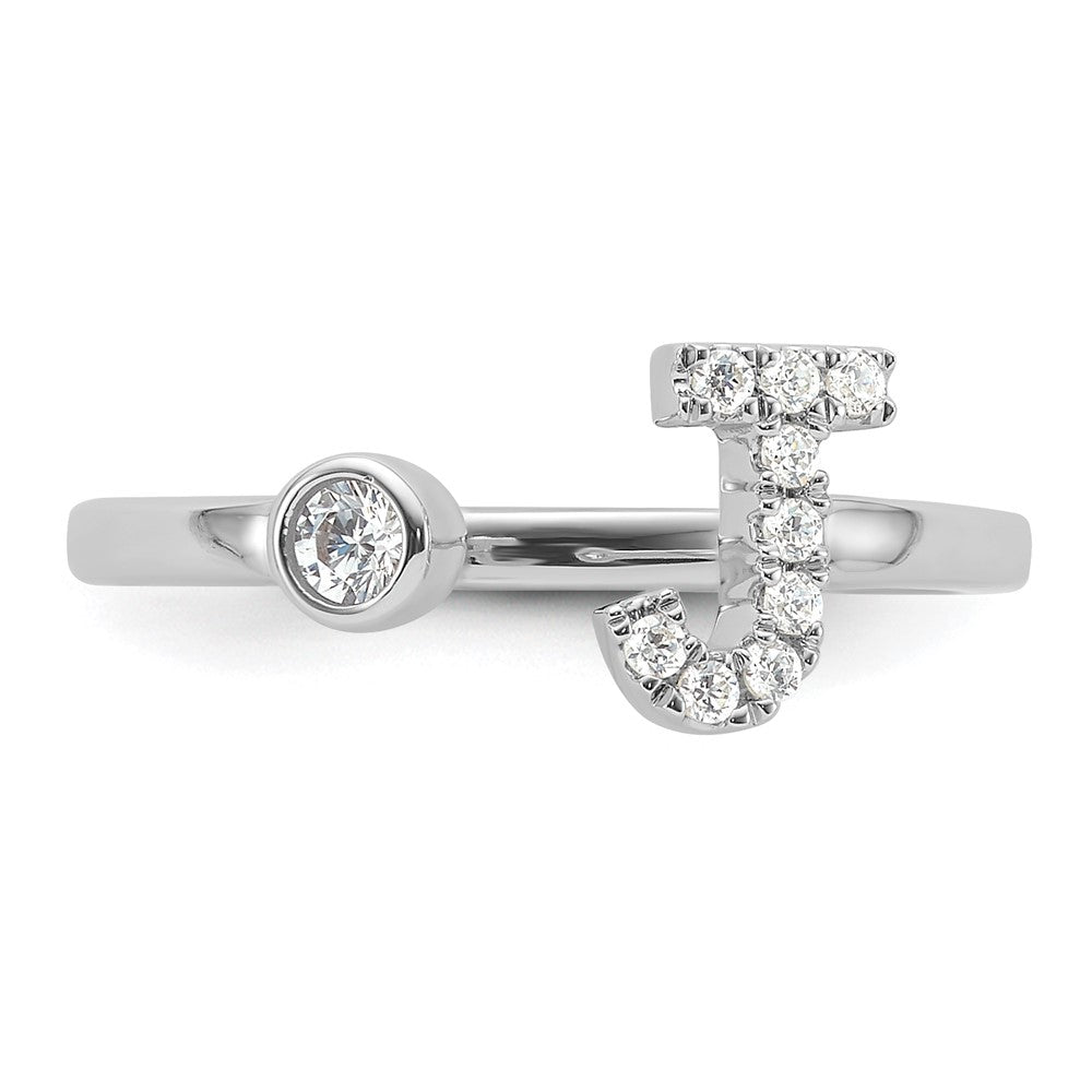 14kw 1/6 ct Lab Grown Dia VS/SI+ G+ Comp Initial J Adjustable Ring